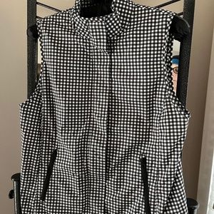 Talbots Black/White "T for Talbots" Checked Lightweight Vest